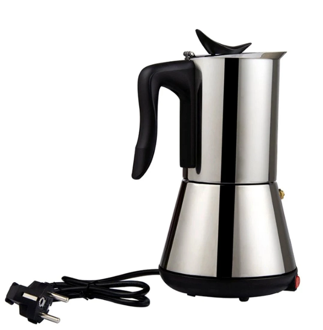 MXBAOHENG Electric Moka Pot Espresso Coffee Maker 6 Cups Coffee Mocha Pot Stainless Steel (110V)