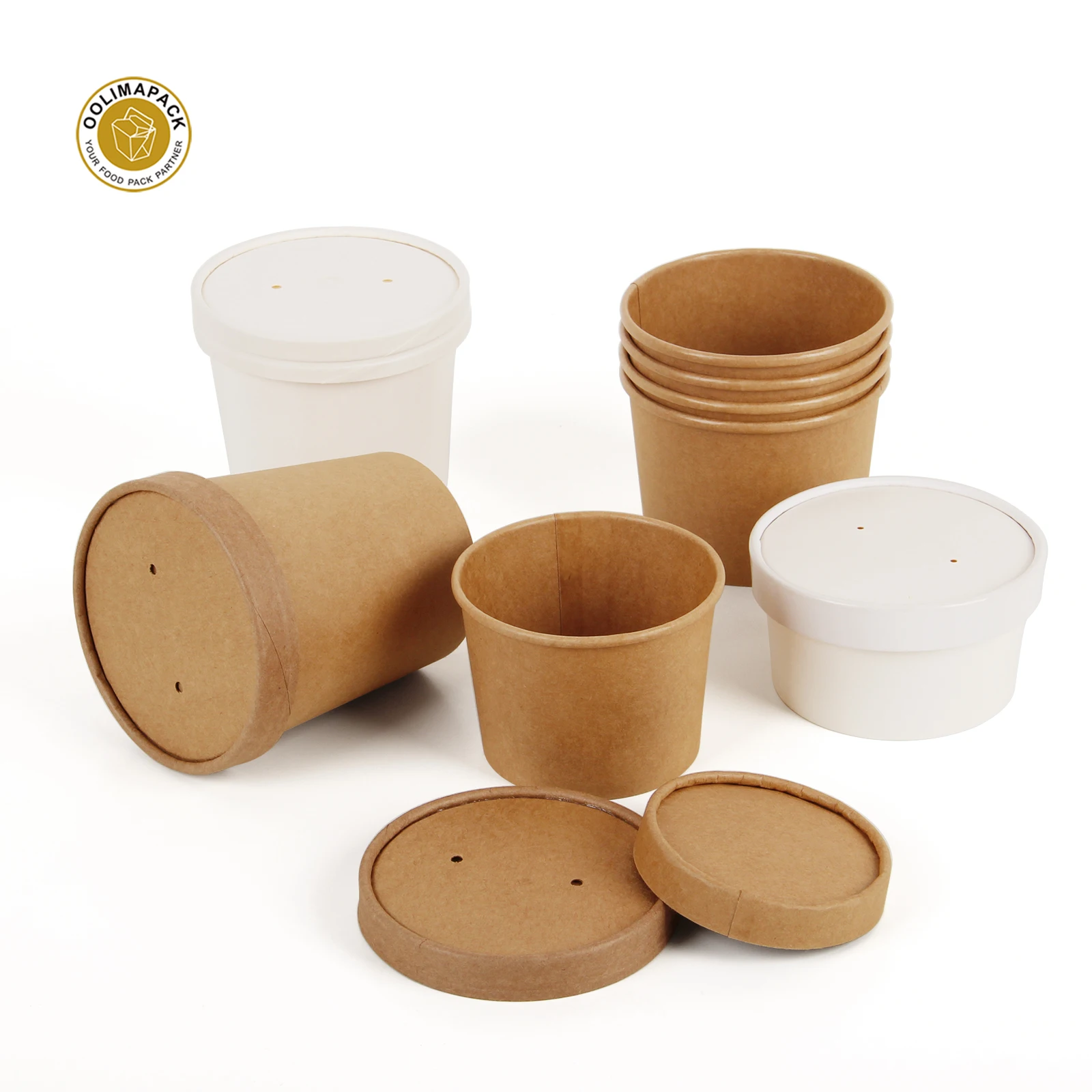 Factory Supply Eco-friendly Kraft Paper Food Cup Hot Soup Bowls With V –  Fastfoodpak