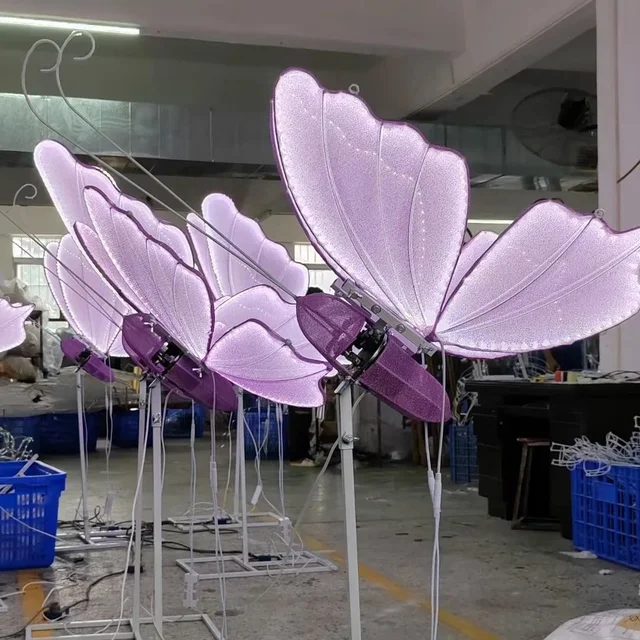 Road guide Free-Standing automatic opening and closing luminous butterfly pendant for wedding decoration events decor