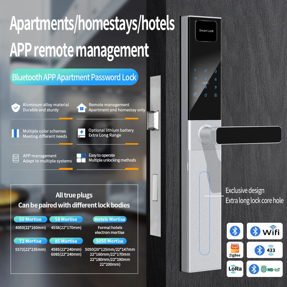 Eseye High Quality TTlock App Control 6068 Security Mortise Door Locks for Wooden Digital IC Card Key Hotel Door Lock