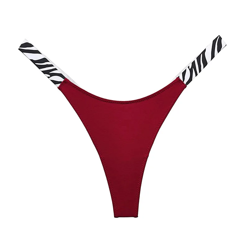 thumbnail image 2 of Classic Satin Red Zebra Print Thong String Bikini Panties - 1990s Style USA Made 2 of 6