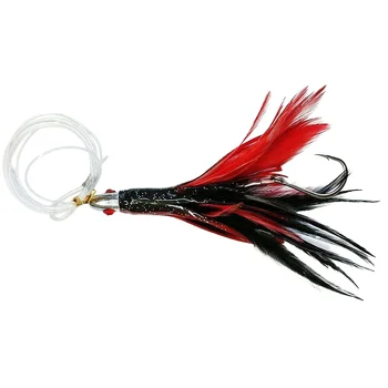 High Quality Wholesale OEM 4.5 Inch 0.8 Oz Rigged Rubber Skirt with Real Feathers, Tuna Fishing Tackle – Soft Lure – view 2