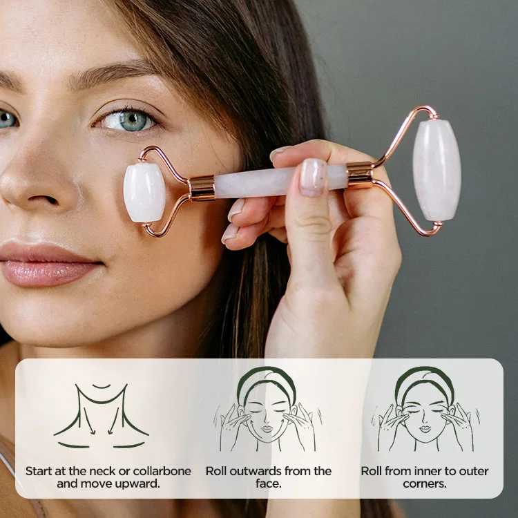 Custom Logo  Best  Jade Roller Tool Anti-aging Original Jade Face Roller and Gua Sha Stone Massage