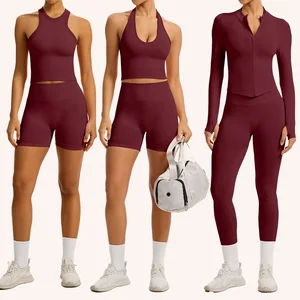 2026 Women Set Seamless Set Fitness Compression Custom Women Sportwear Push up Leggings Zip Cropped Jacket Fashion Clothing