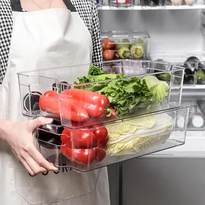 Large Capacity Transparent PET Refrigerator Food Storage Box Thickened Fresh-Keeping Kitchen Storage Box for Home
