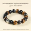 5A Occhio di Tigre Giallo Naturale Argento Ossidiana