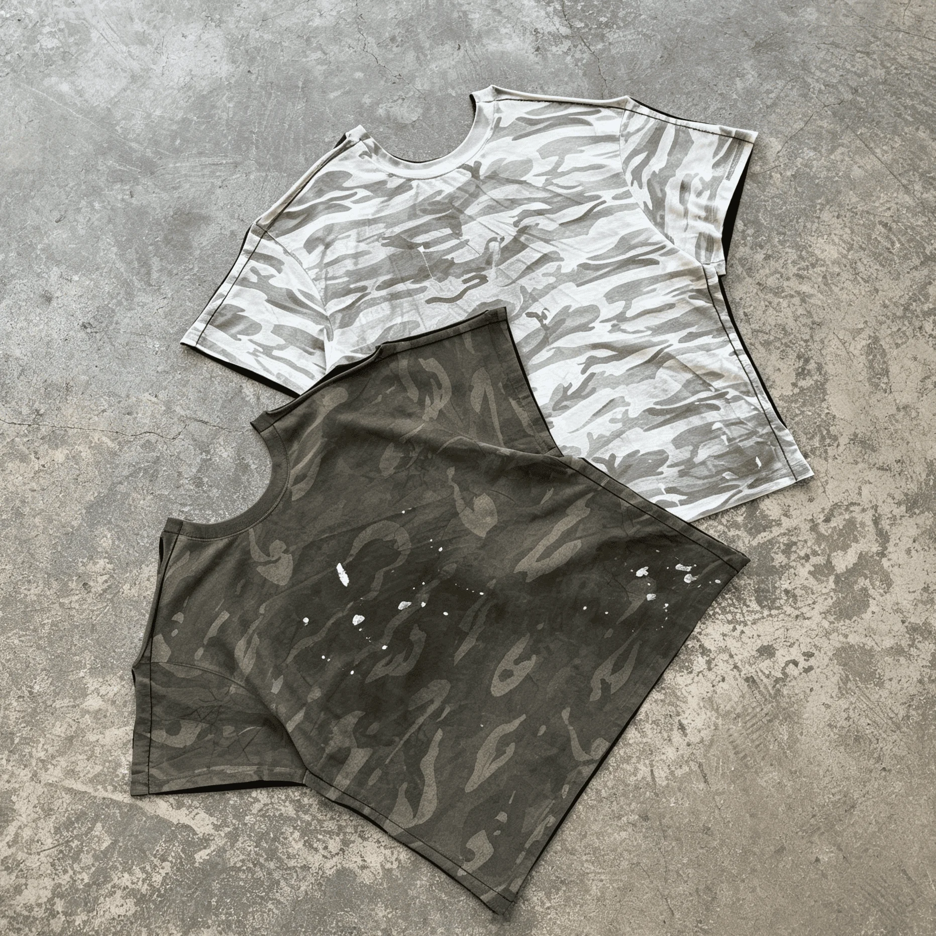 Custom Y2K Camo Cropped T Shirt Mens Oversized Heavyweight Cotton Streetwear Splash Ink Retro Casual Hip Hop Tee