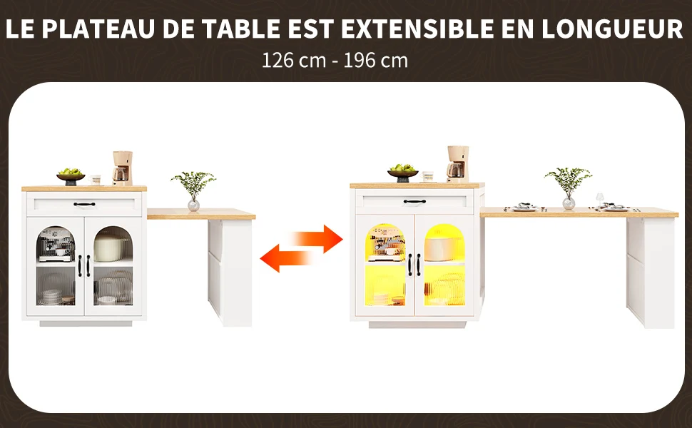 Îlot de cuisine matériaux MDF robuste