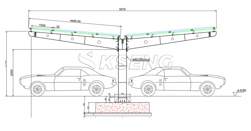 Carbon Steel Carport Solar Mounting System Efficient Solar Panel Parking Structure for Car Parks