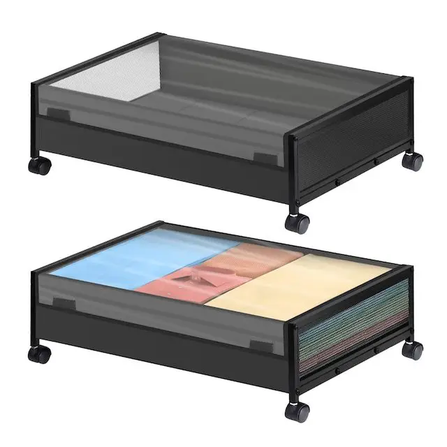 SpaceAid - Confezione Da 2 Contenitori Portaoggetti Alti 25 Cm Sotto Il Letto Grandi Contenitori Portaoggetti Sotto Il Letto Con Coperchi Per Ca~p118401779