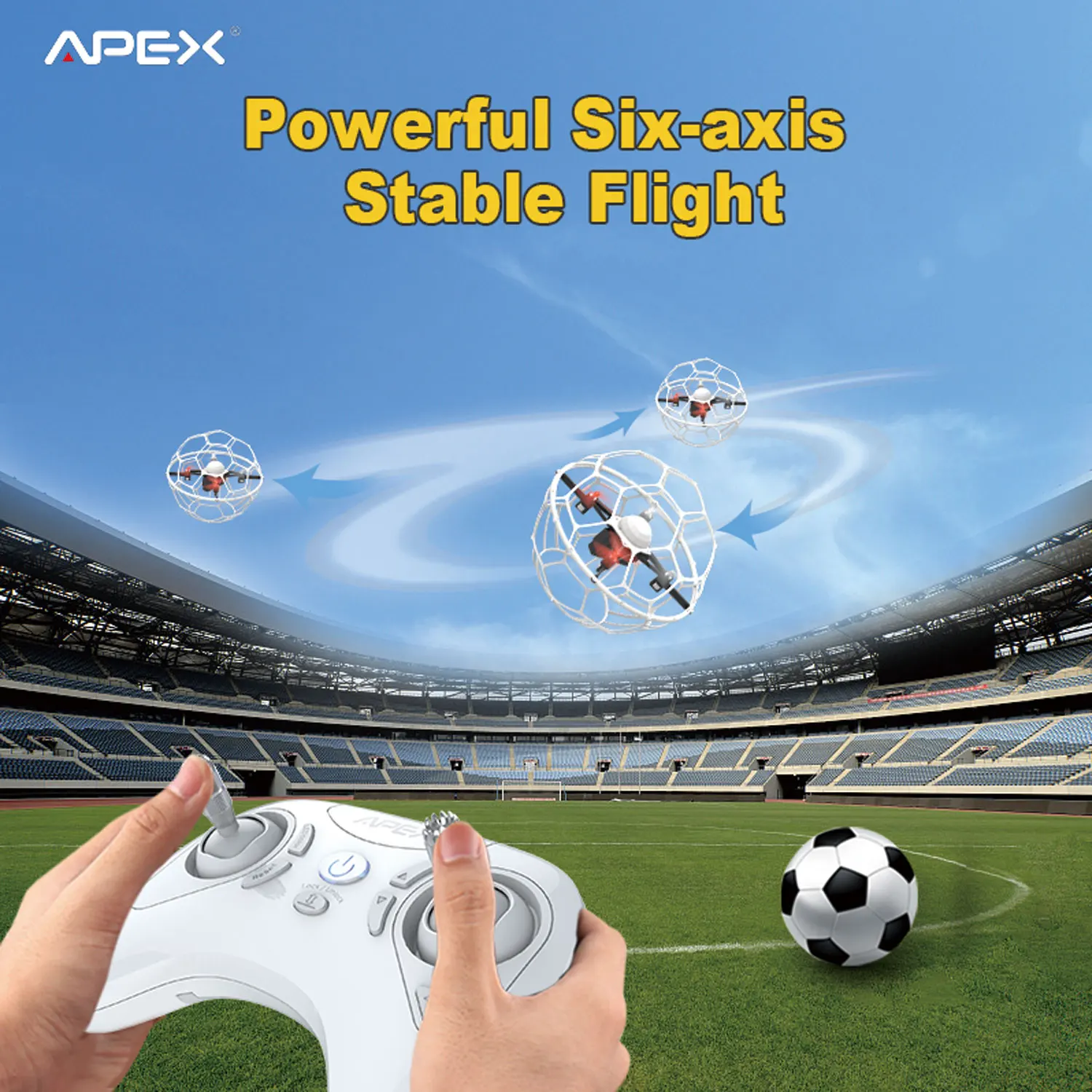 Hight Quality Racing Soccer Quadcopter RC Drone, Ball Shape Flying Toys  with LED Lights Drone for Kids 200mm