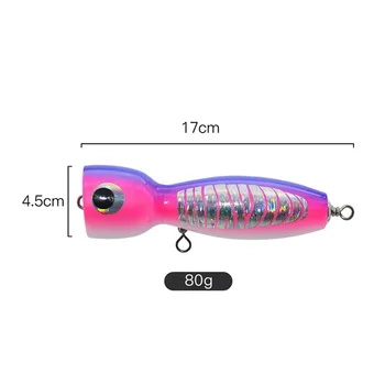 CHEERY 17cm 80g High Quality OEM 4 Colors Artificial Wood Popper Topwater Lure for Bass & Saltwater Fish Lake Fishing – Popper – view 4