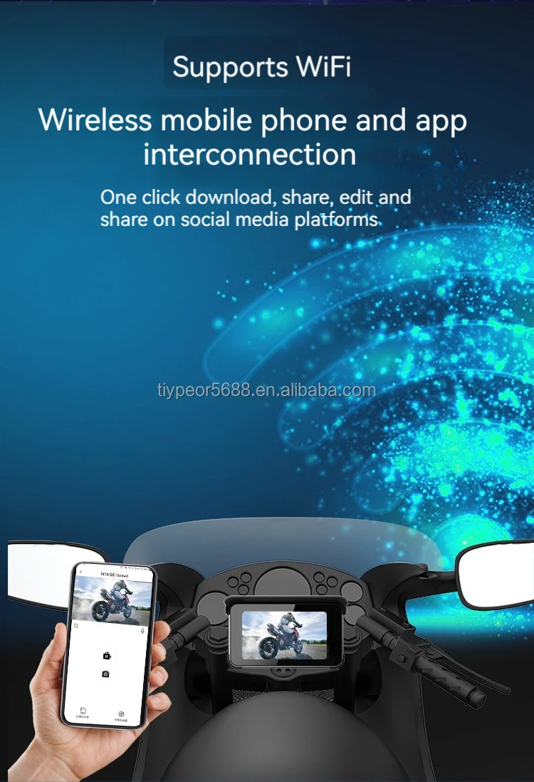 product tiypeor 5 inch motorcycle carplay dvr dual lens recording navigation waterproof display screen portable wireless android auto-10