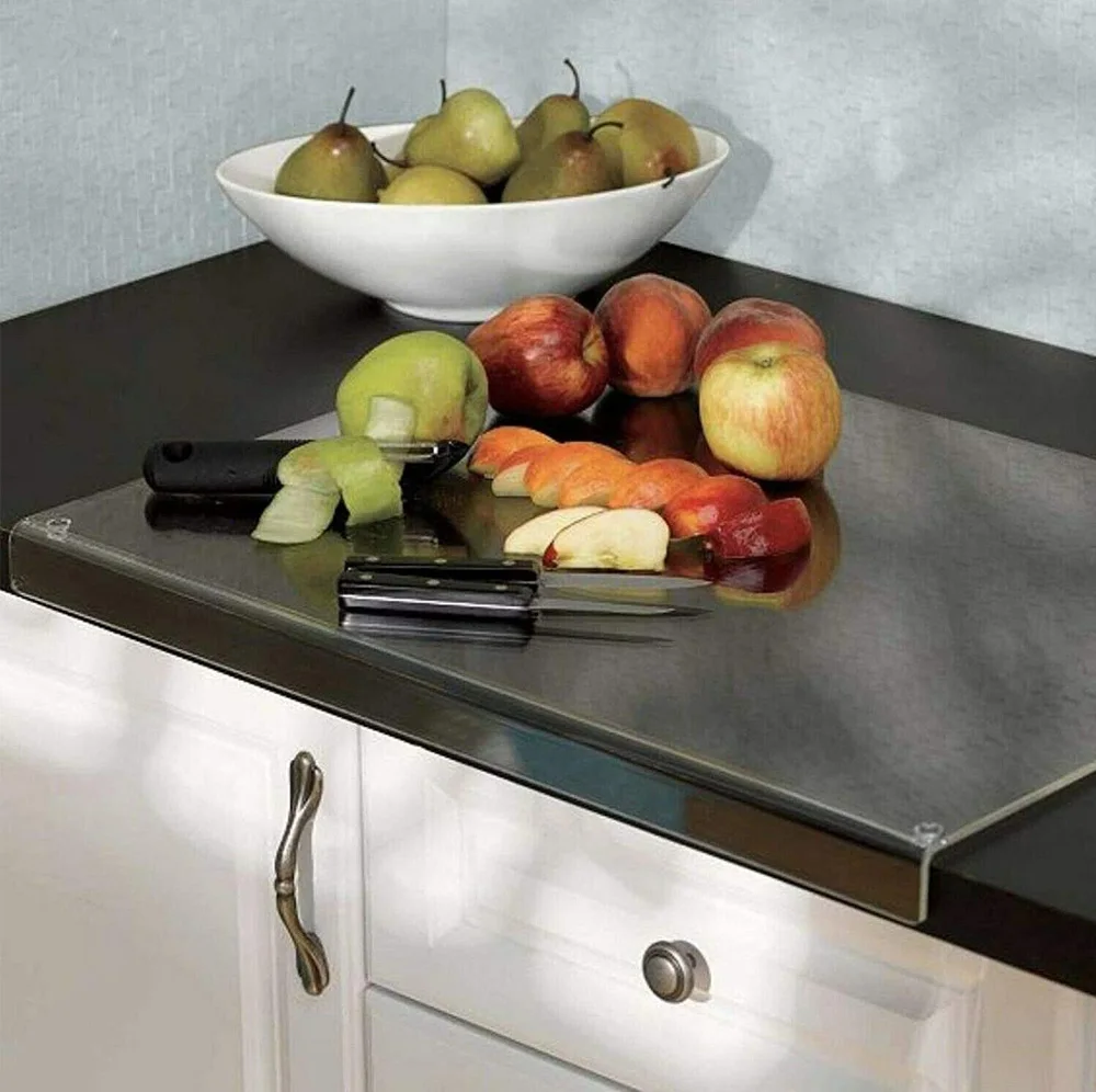 Raybin Clear Acrylic Non Slip Plastic Chopping Board Large Acrylic Cutting Board With Lip For