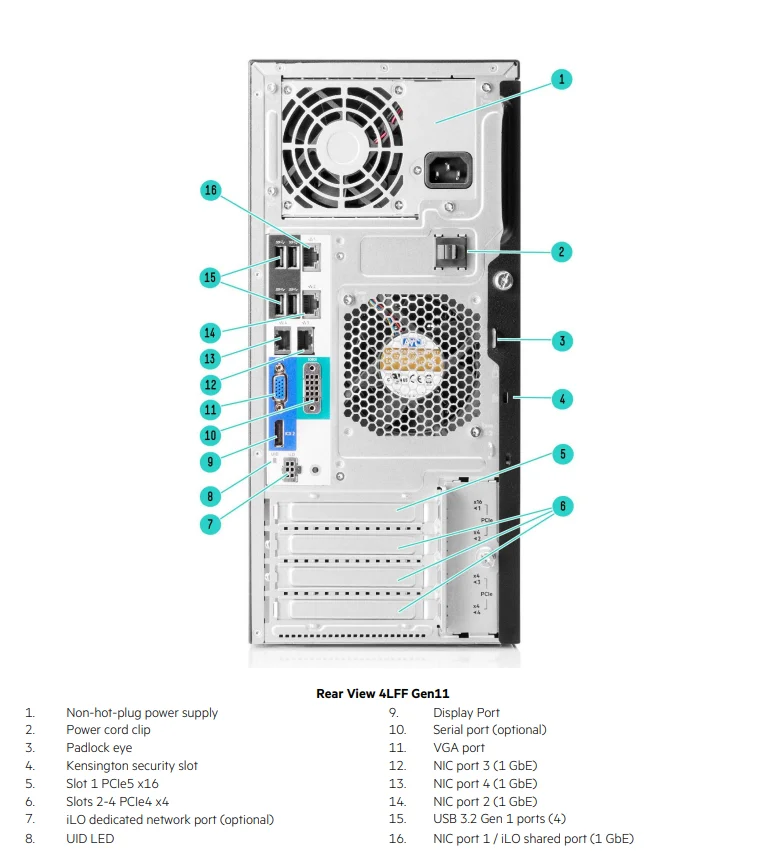 High Quality HPE ProLiant ML30 Gen11 with 4 to 8 Core DDR5Tower Server for Cloud Computin