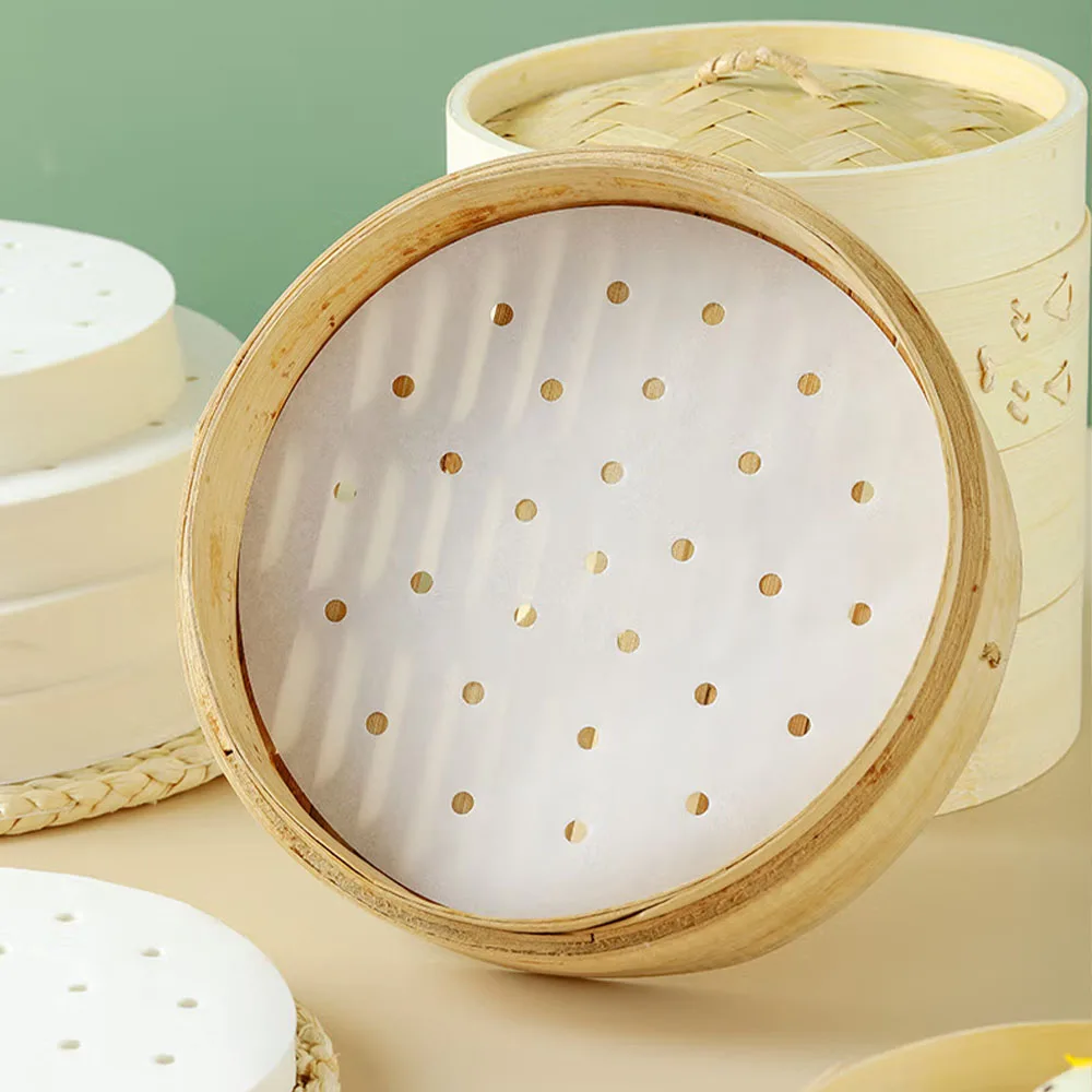 Manufacturer round small hole steaming silicone coated steamer dim sum paper steamer paper