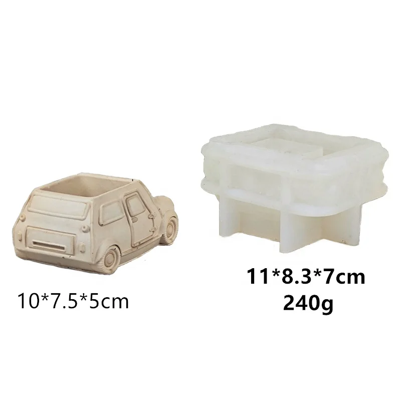 3D Novelty Easy Operating Fine Textures Cartoon Vintage Old Car Pattern Silicone Mold for Diy Cement Resin Succulent Flower Pot