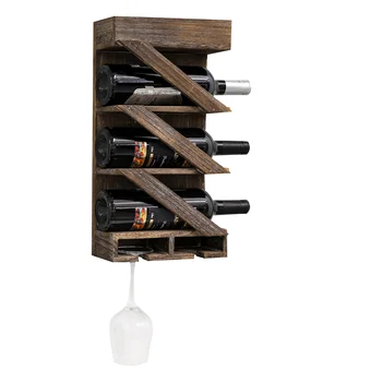 Factory wall mounted hanging whiskey wine bottle display storage shelf creative kitchen storage holders wine bottle display rack