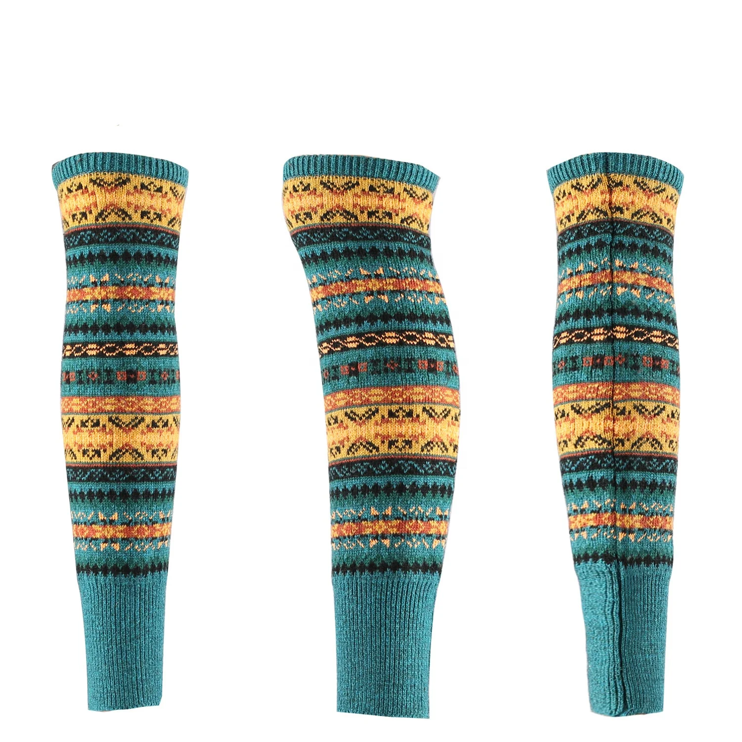 Wholesale Bohemian Knitted Warmer Boot Cuffs Winter Extra Long Thigh High Wool Leg Warmers for Women Girls
