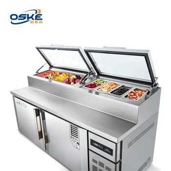 Commercial Salad Bar Sandwich Prep Table Refrigerator Stainless Steel Freezer Salad Prep Fridge Under counter Chiller