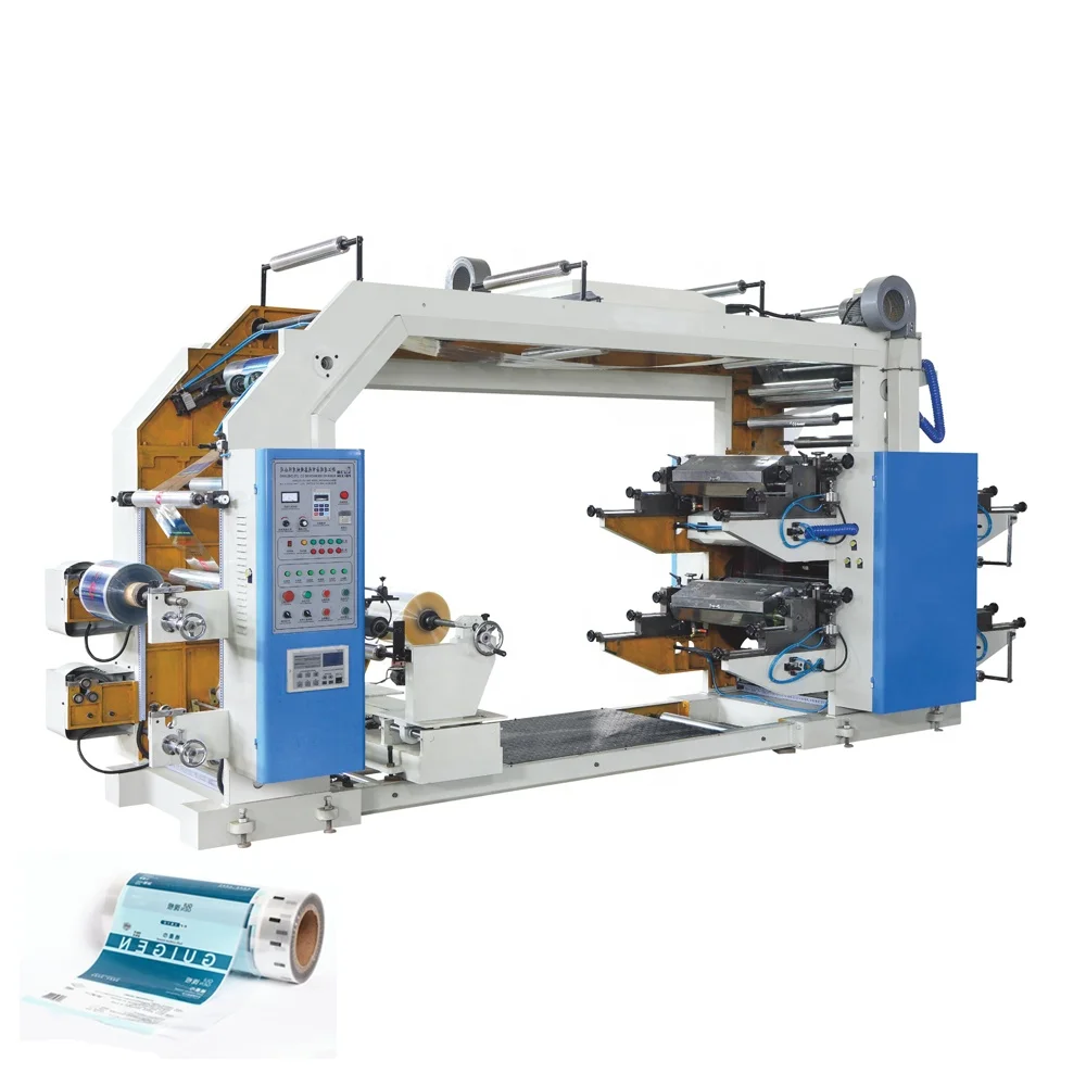 RTRY-600 Stack Type Roll PVC OPP Plastic Flexographic Printer Paper Cup Fan 6 Colors Sticker Labels Flexo Printing Machine