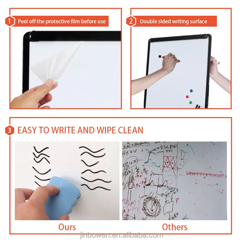KBW Height Adjustable White Board Stand 360 Degree Rotation Flip Chart Double Side Teaching Whiteboard for Office Use