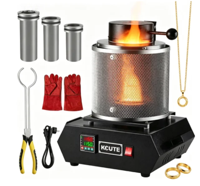 TEBAK Portable melting furnace, complete casting tool kit, equipped with crucible holder and heat-resistant gloves