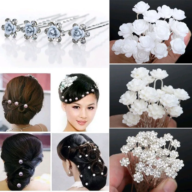 Hot Women Crystal Rhinestone Wedding Bridal Flower Hair Pin Clip Hairpin Jewelry 
