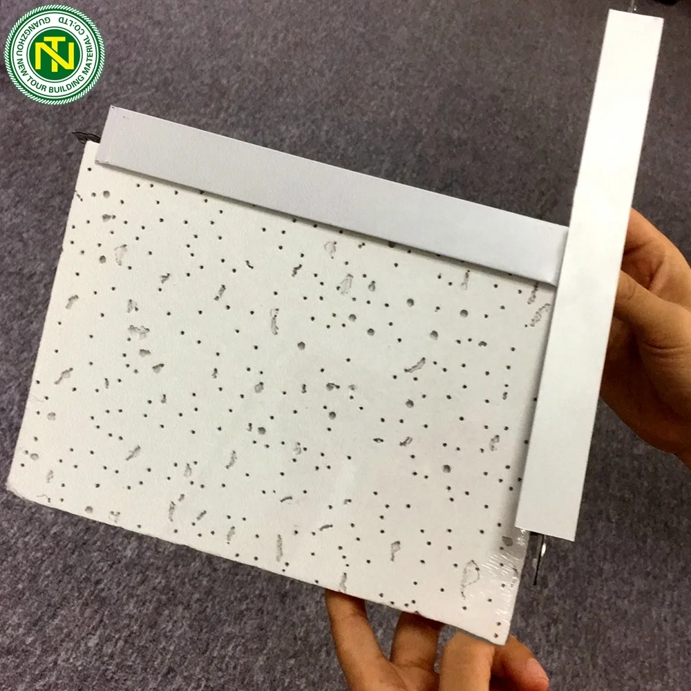 Acoustic Ceiling Board Pin Hole Tegular Edge Mineral Fiber Square ISO Mall Modern Small Gypsum Ceiling Board Making NEW TOUR