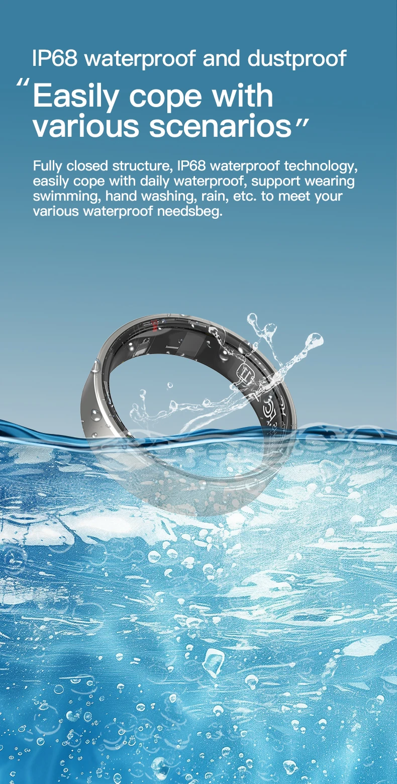 TK5 Smart Health Ring Heart Rate Blood Pressure IP68 Waterproof Men Fitness Tracker Sports Smart Rings with Charging Case