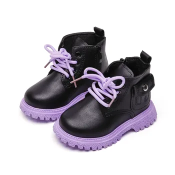 2021 wholesale unisex Children's boots boys and girls ankle boots shoes black school kids winter boots