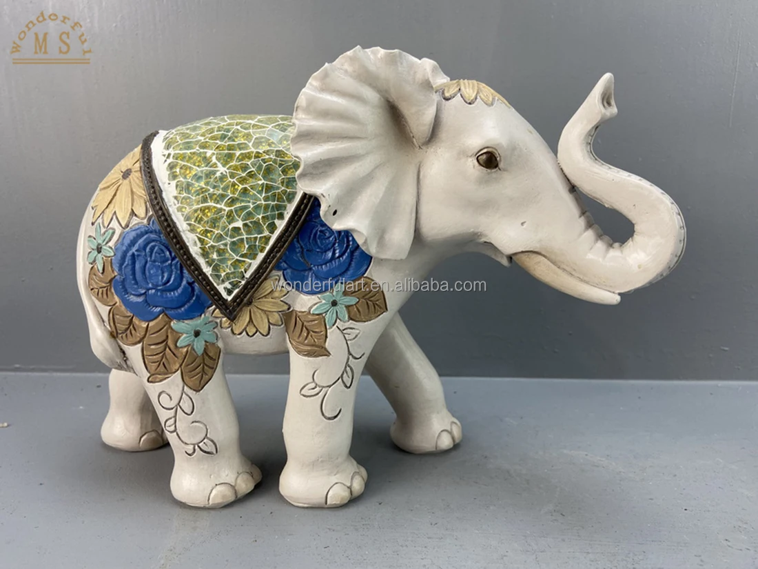 Elephant sculpture animal ornament crafts ceramic statue animal resin porcelain figurine home office decoration