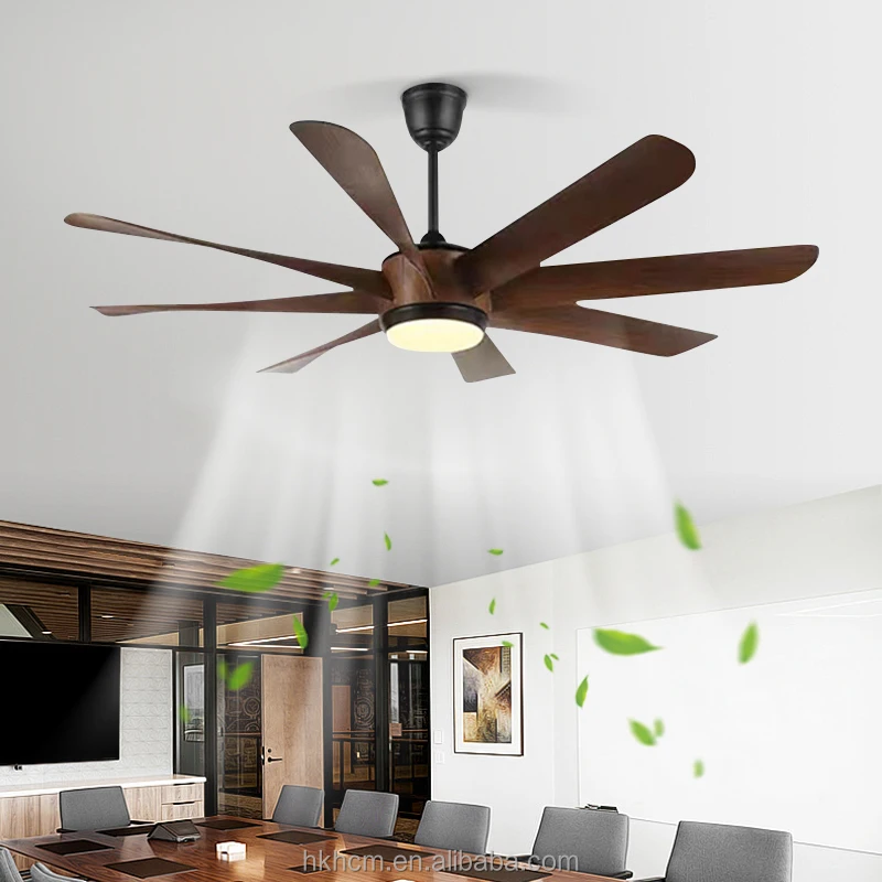 60 Inch Black Ceiling Fan With Light Kit ABS Blades Energy Saving DC Motor Ceiling Fan Lamp Indoor Use