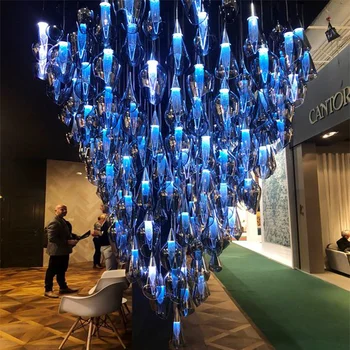 Luxury More hanging villa lobby Dreamlike Hanging Customized Glass hotel hallway Led Chandelier Pendant Lamp