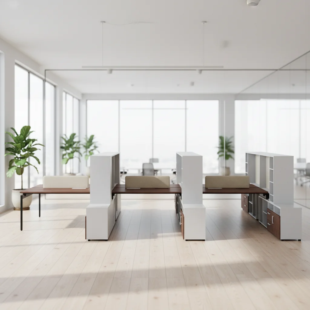 Advanced Team Desk Wooden Frame Multi-level Storage Professional Workspace Modern Ergonomic Features Open Office Standing Desks 2