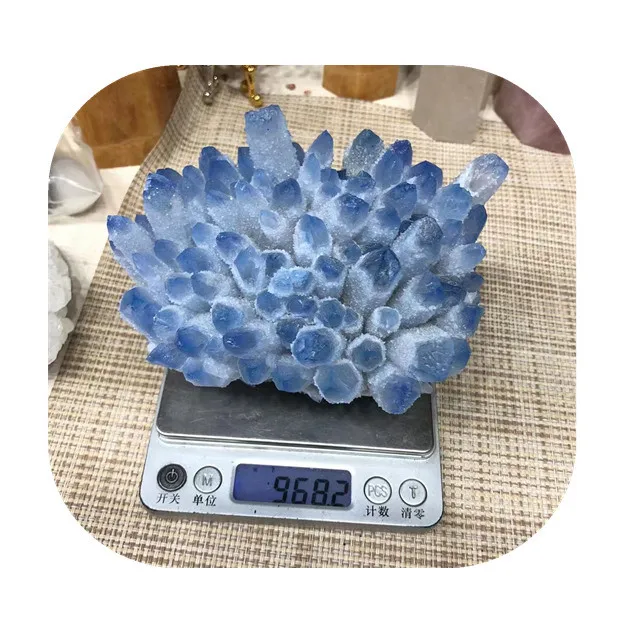 青水晶クラスター約347.2g　ブルークォーツクラスター　台座はオマケです☺︎ 水晶クラスター - 吉祥寺の天然石のお店『Seven Wishes』