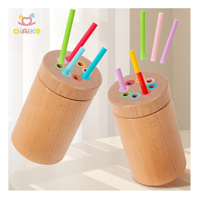 Wholesale TOP Unisex Educational Toys Bright Colorful Wooden Stick Tube Wood Material for Kids 2 to 4 Years