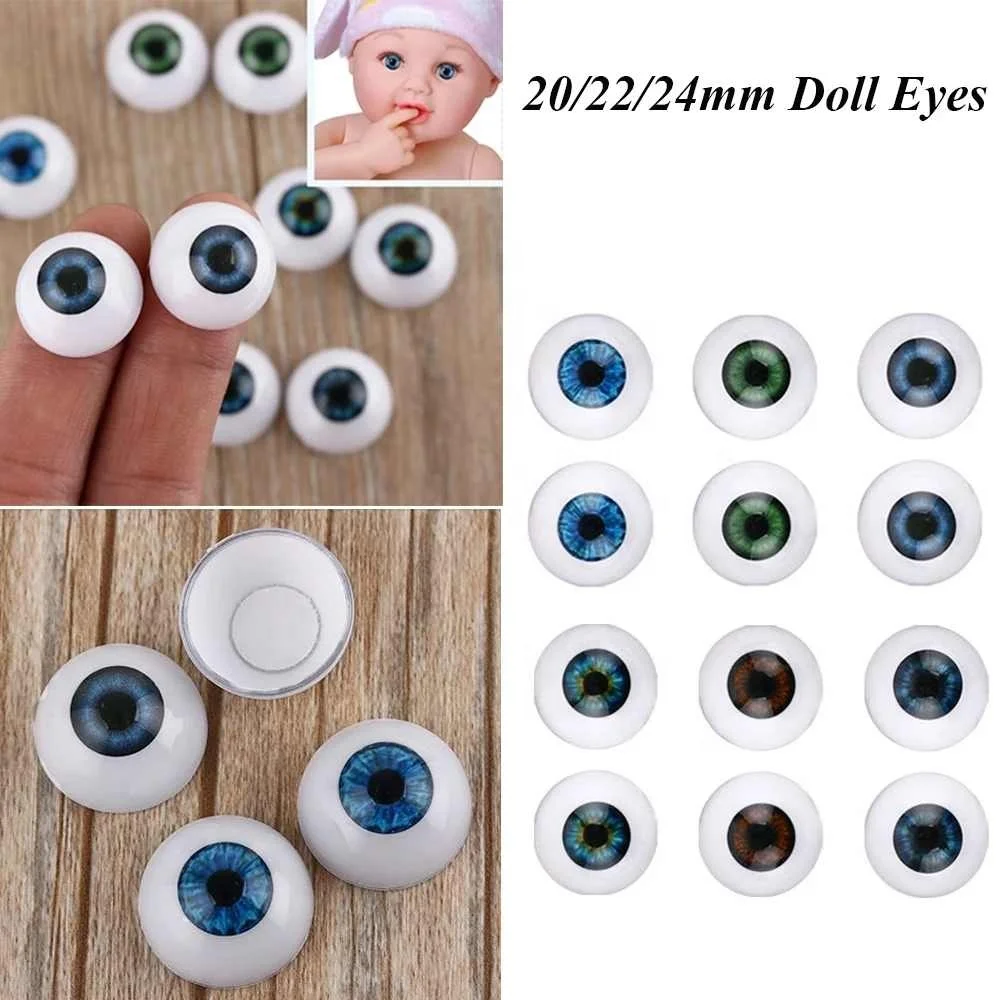1 Pair 20/22/24mm Realistic Half Round Hollow Back Fake Eyes Doll Eyeballs  for DIY