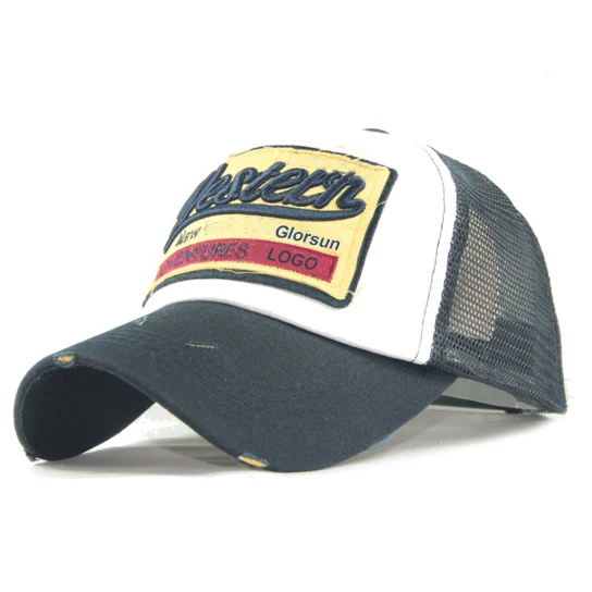 Custom Plain Blank Mesh Embroidered Distressed Baseball Cap Dad Trucker Hat