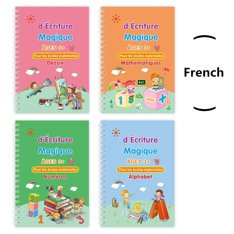 Cahier D’écriture Réutilisable à Rainures – Apprentissage Lettres Et Chiffres – Idéal Maternelle Et CP – Magique Et Effaçable