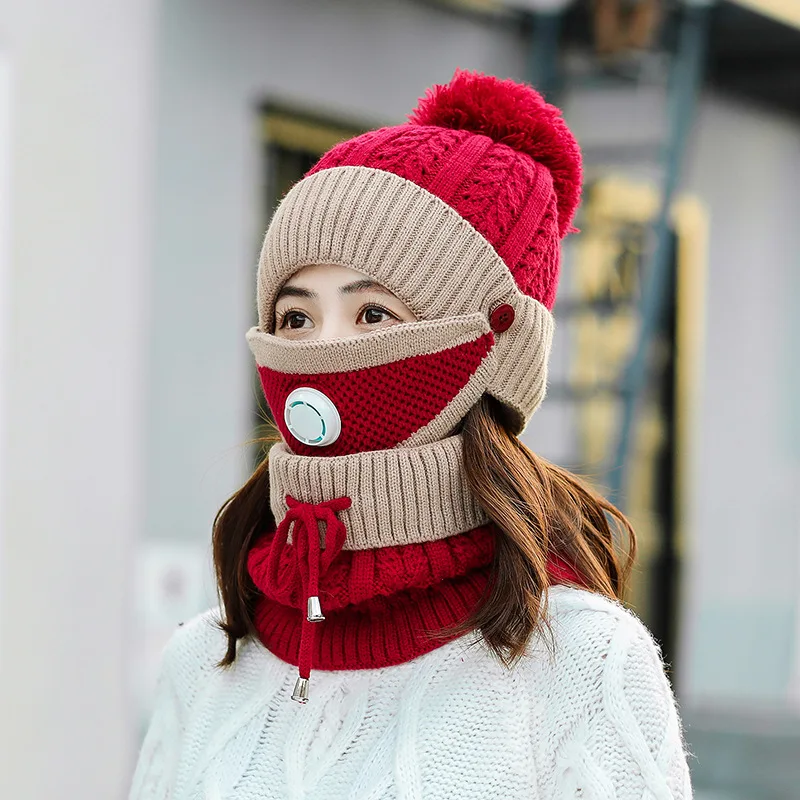 Korean Style Winter Hat Scarf Mask 
