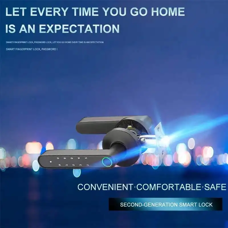 Qleung S604L Smart Fingerprint Door Lock With Wifi Tuya App Control Keyless Password For Bedroom Tuya Home 0