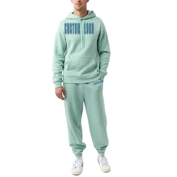 Men's CityScape  Casual Heavyweight Terry Oversized Unisex Custom Logo Streetwear Winter Tracksuit Hoodie & Sweatpants Set