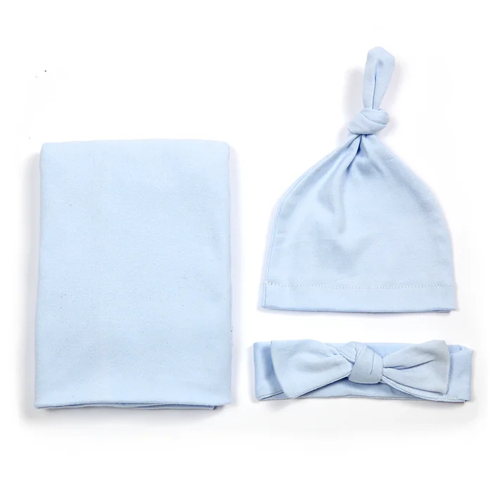 Newborn Baby Girl Boy Swaddle Wrap Blanket Sleeping Bag Headband Hat