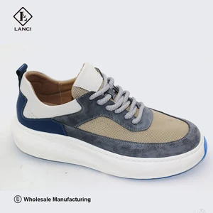 LANCI High Quality Handmade Leather Sneakers Custom Logo ODM Shoe Manufacturer Running Style Rubber Insole Casual Sports Shoes
