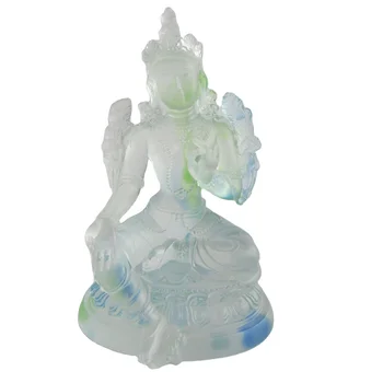 Buddha Statue Customizable Religious Crystal Figurine Green Tara For Home Decor And Gift