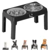 Black Double Stainless Steel Bowl & Slow Feeder Bowl