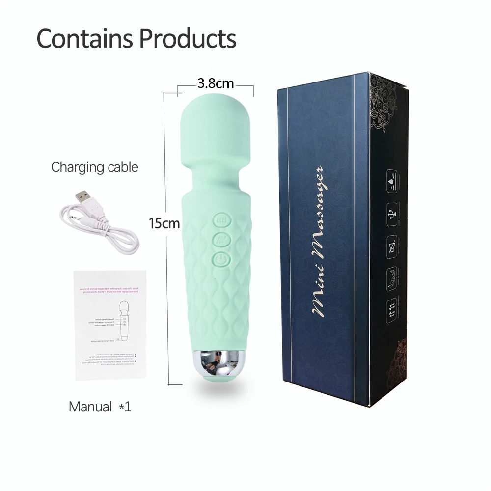 Free Custom Box - 20 Modes Strong Vibration Upgraded Mini Vibrator Usb Charging Handheld Body Massager Clit G-Spot Vibrators