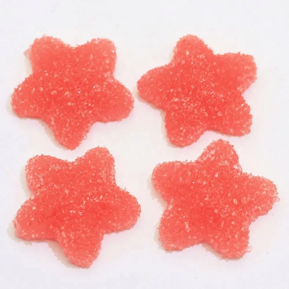 100 шт. кабошоны из смолы с плоским основанием, имитация еды, милая пентаграмма в форме QQ, конфеты из жевательной резины для «сделай сам», миниатюрные декоративные детали для кукольного домика