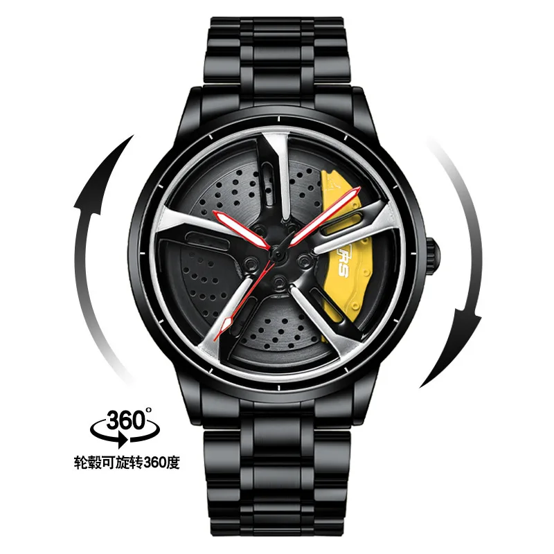 原木カップル 卓上時計 スポーツカー Men's Luxury Stainless Steel Sports Car Quartz Watch - Water